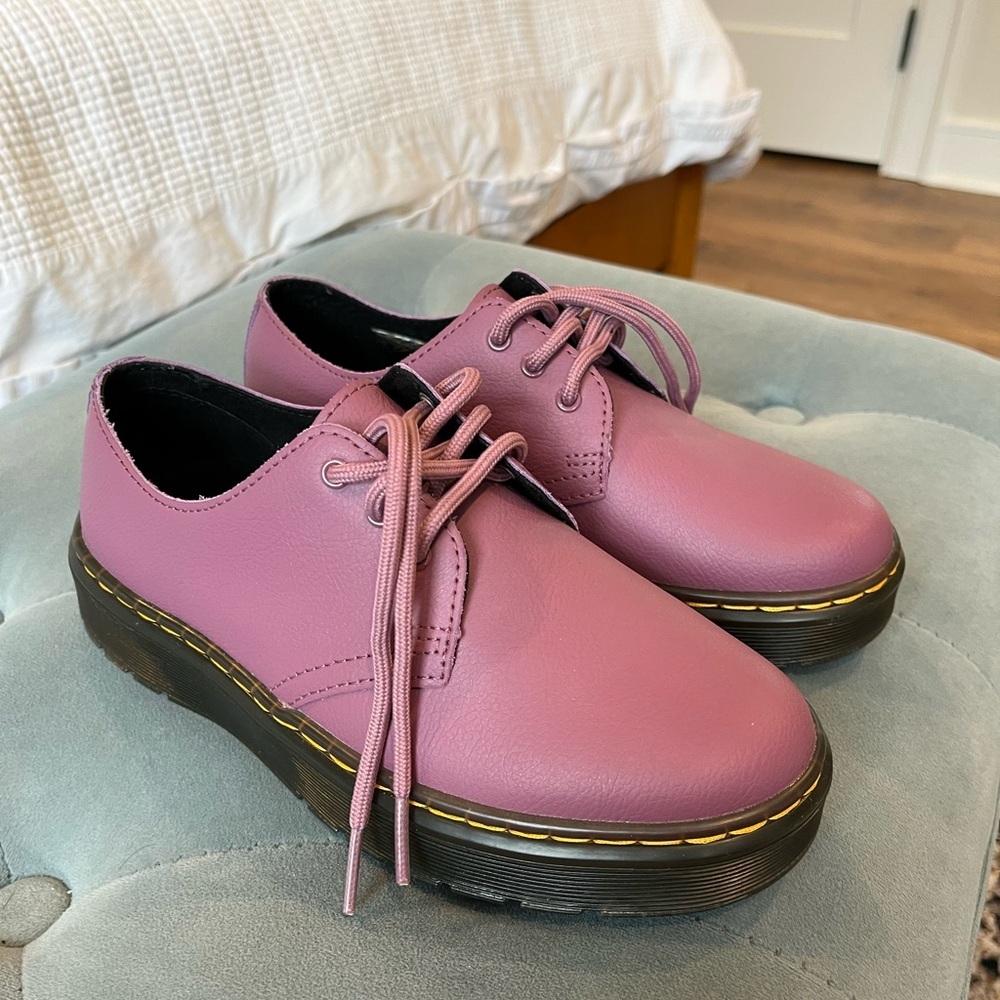 Dr. Martens Black and Purple Flats